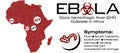 Africa map with ebola text and biohazard symbol Royalty Free Stock Photo