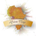 Africa map element, abstract hand drawn watercolor Royalty Free Stock Photo