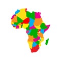 Africa map icon with borders between countries in different colors