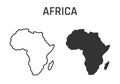 africa map icon, outline and silhouette of the african continent Royalty Free Stock Photo