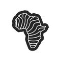Outline Icon - Africa map striped Royalty Free Stock Photo