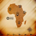 Africa map, wooden design background, infographics
