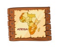 africa map on wooden sign, plate cartoon isolated on white background