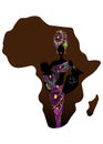 Africa maternity icon, population growth rate. A young Afro mother carrying baby being. Silhouette of a beautiful African woman Royalty Free Stock Photo