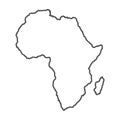 Africa outline world map, vector illustration isolated on white. Map of Africa continent, line silhouette concept