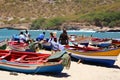 People on Tarrafal beach on Santiago island, Cape Verde Archipelago Royalty Free Stock Photo