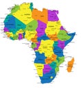 Colorful Africa political map with clearly labeled, separated layers.