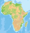 High detailed Africa physical map. Royalty Free Stock Photo