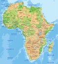 High detailed Africa physical map with labeling. Royalty Free Stock Photo