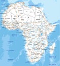 High detailed Africa road map with labeling. Royalty Free Stock Photo