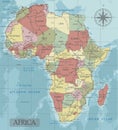 Detailed Africa Political map in Mercator projection. Royalty Free Stock Photo