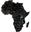 High detailed Africa road map with labeling - Black. Royalty Free Stock Photo
