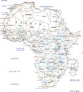 High detailed Africa road map with labeling. Royalty Free Stock Photo