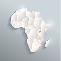 Africa political map blue white card paper 3D