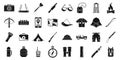 Africa safari equipment icons set, simple style