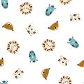 Africa Seamless pattern with cute animals faces. Childish print for nursery in a Scandinavian style. For baby clothes Royalty Free Stock Photo