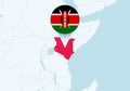 Africa with selected Kenya map and Kenya flag icon