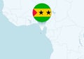 Africa with selected Sao Tome and Principe map and Sao Tome and Principe flag icon