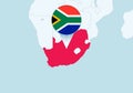 Africa with selected South Africa map and South Africa flag icon