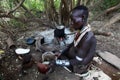 Africa, South Ethiopia.2009. Unidentified Karo woman in their village in Mago Park Royalty Free Stock Photo