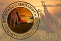 Africa sunset and sunrise with elephants and giraffes