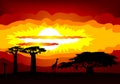 Africa sunset - vector Royalty Free Stock Photo