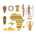 Africa symbols and travel vector set. Royalty Free Stock Photo