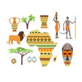 Africa symbols and travel vector set. Royalty Free Stock Photo