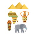 Africa symbols and travel vector set. Royalty Free Stock Photo