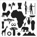 Africa symbols and travel vector set.