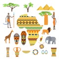 Africa symbols and travel vector set. Royalty Free Stock Photo