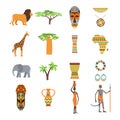 Africa symbols and travel vector set. Royalty Free Stock Photo