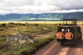 Africa, Tanzania , Ngorongoro Crater - March 2016 : Jeep safari Royalty Free Stock Photo