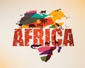 Africa travel map, decorative symbol of Africa