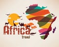 Africa travel map, decrative symbol Royalty Free Stock Photo