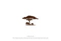 African Acacia Tree Silhouette with Elephant for Wild Safari or Conservation Logo Design Vector Royalty Free Stock Photo