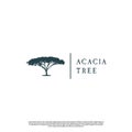 African Acacia Tree Silhouette for Safari Adventure Logo Design