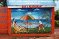 African advertising street art. Beautifully painted shop fronts, Uganda. Africa