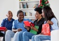 African african family celebrating christmas with gifts and presents Royalty Free Stock Photo