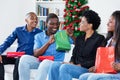 African african people celebrating christmas with gifts and presents Royalty Free Stock Photo