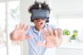 African amaerican man having fun playing with virtual reality glasses Royalty Free Stock Photo