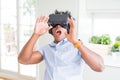 African amaerican man having fun playing with virtual reality glasses Royalty Free Stock Photo