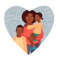 African America women and little son and daughter. Happy Mothers Day Greeting Card. I love you mom. Young Vector Royalty Free Stock Photo