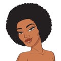 African american afro hair woman face in pop art retro comics style isolated on white background Royalty Free Stock Photo