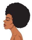 African american afro hair woman face in profile, pop art retro comics style vector illustration isolated on white background Royalty Free Stock Photo