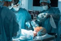 african american anesthetist holding oxygen mask above patient Royalty Free Stock Photo