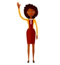 African american animation woman waving her hand flat cartoon