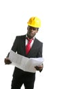 African american architect engineer yellow hardhat Royalty Free Stock Photo