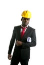 African american architect engineer yellow hardhat Royalty Free Stock Photo