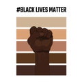 African American arm gesture on a palette of skin shades background. Black lives matter